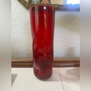 🍓Rare tall Blenko dimple Red  Vase ❤️